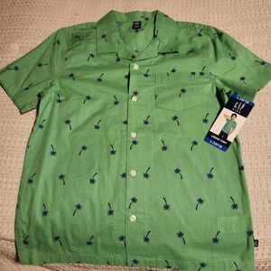 GAP Men's Green Shirt with Blue Palm Design